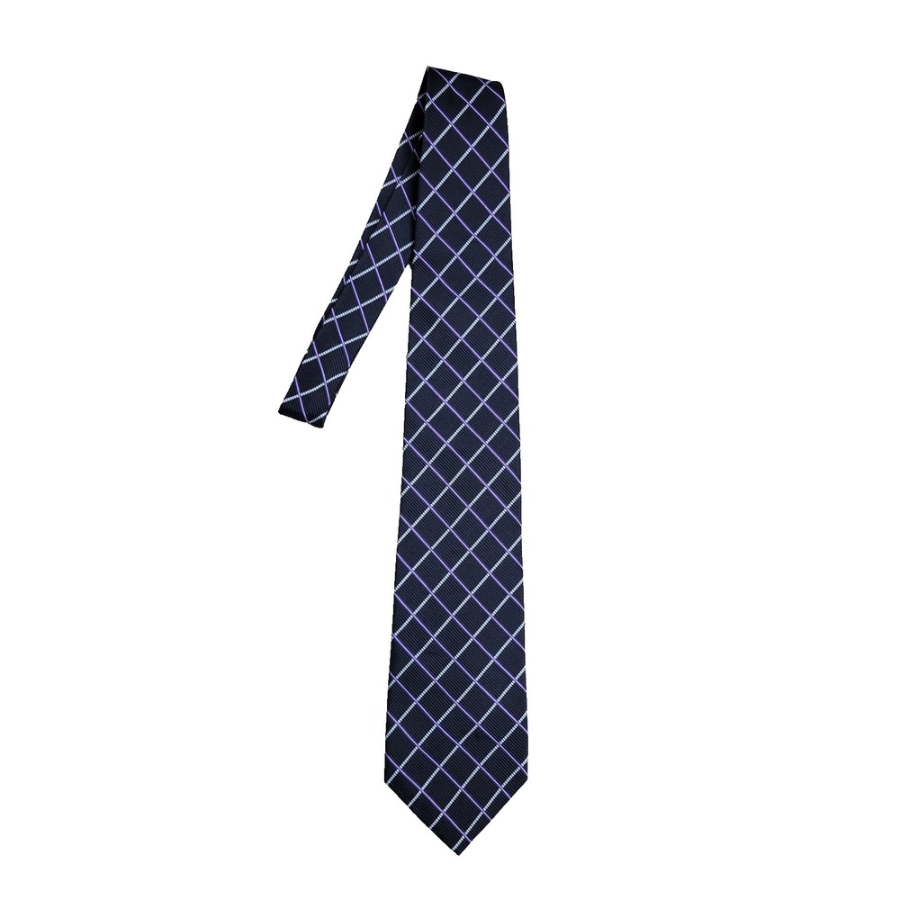 Lauren Ralph Lauren Black Diamond Check Mens Necktie Silk Blend Hand Made In USA